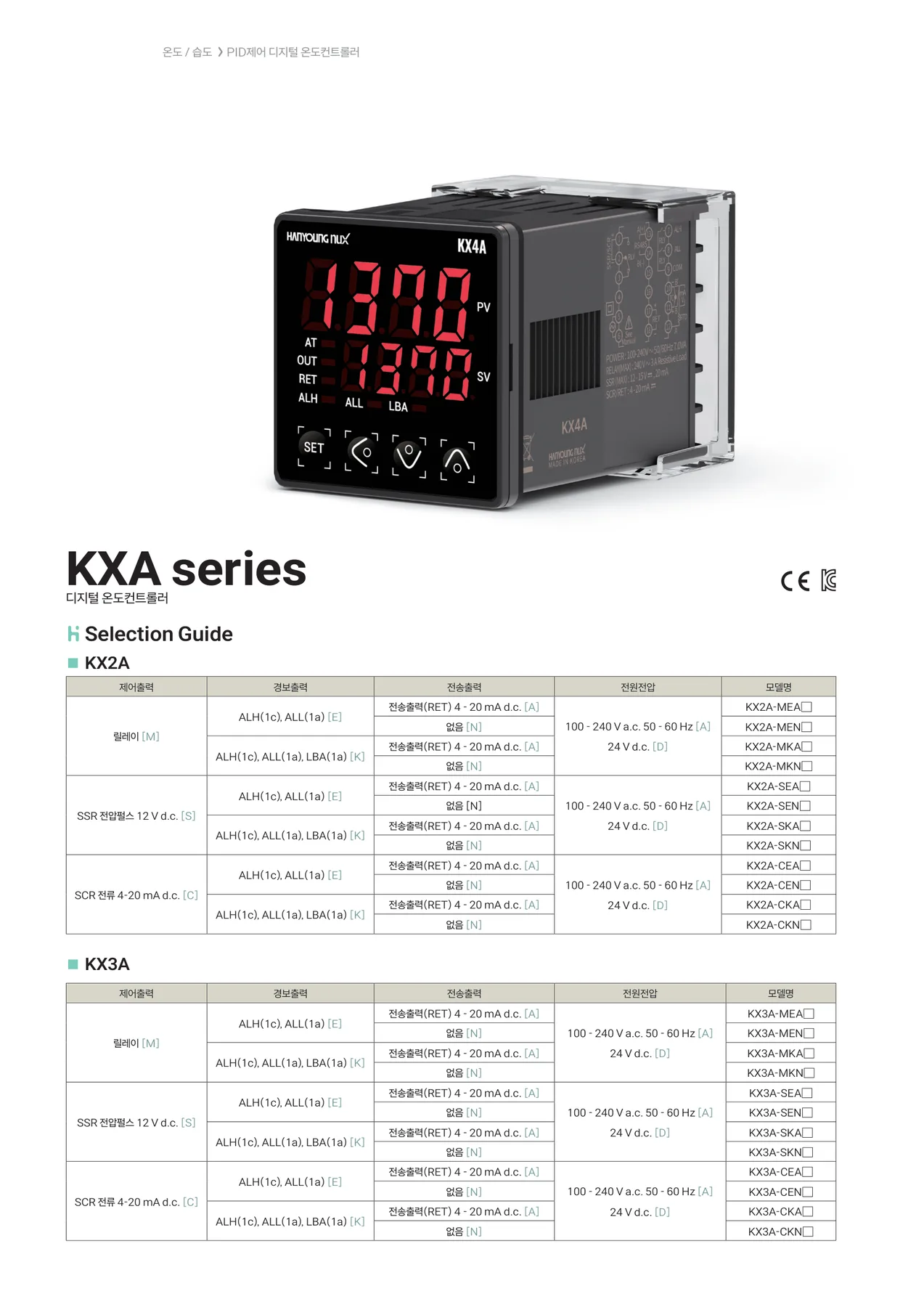 한영NUX 온도조절계 KX3A-MENA 공식 카탈로그 p.8