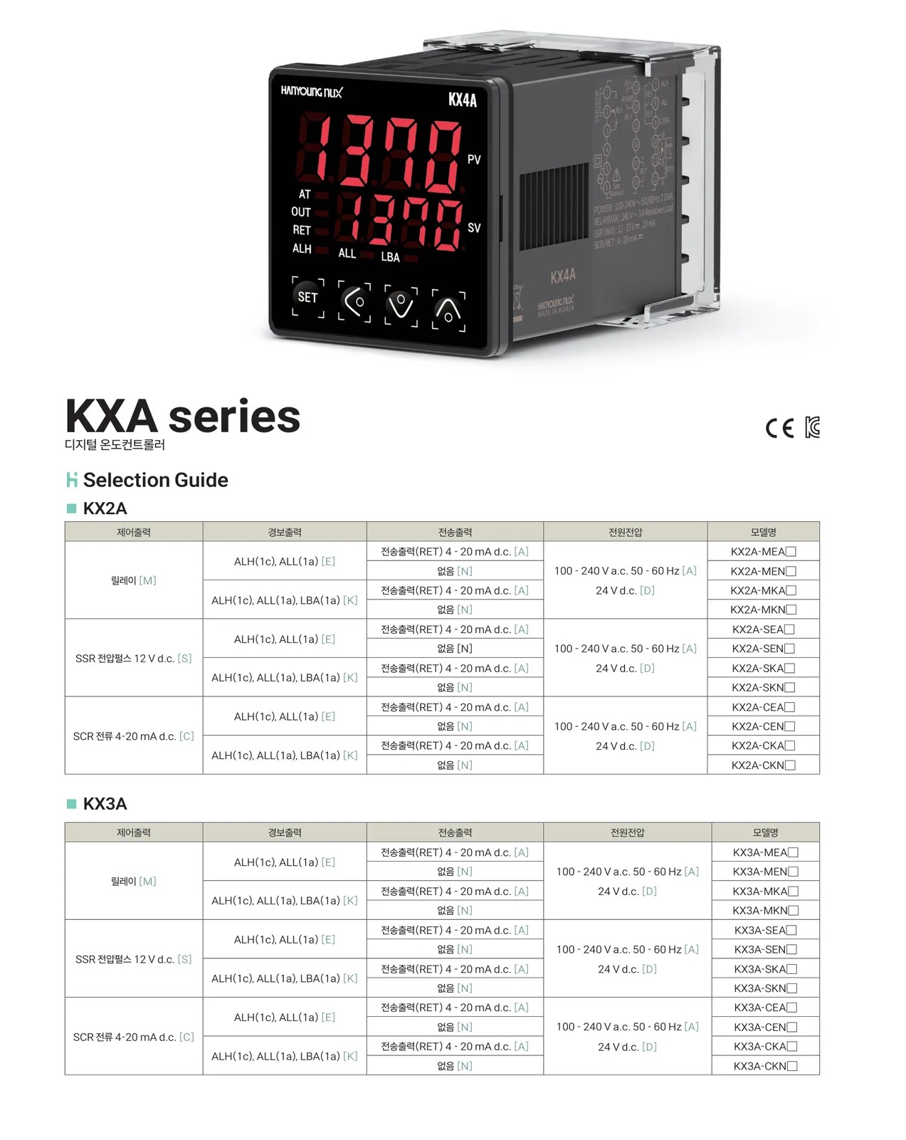 한영NUX 온도조절계 KX7A-MENA 공식 카탈로그 p.8